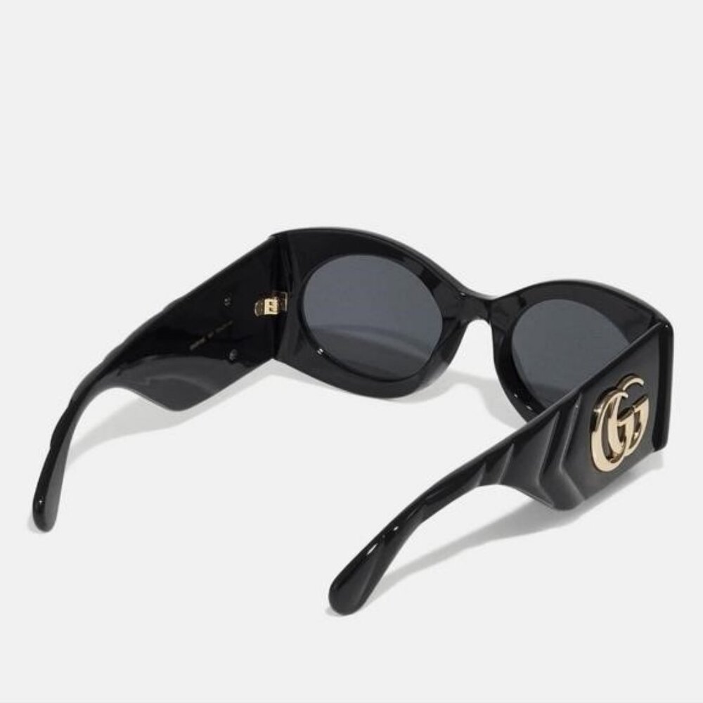 New- 💯 Original  Gucci GG0810S 001 Oval Quilted Thick Rim sunglasse - Picture 11 of 17